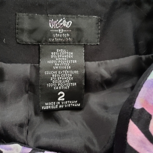 Mossimo Black Purple Floral Pencil Skirt Stretch 2 - Picture 4 of 6